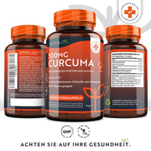 Indlæs billede til gallerivisning Gurkemeje, Curcuma 500 - 475 mg - curcumin med ingefær og peber - 120 veg kapsler fra NutraVita
