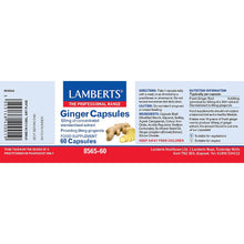 Indlæs billede til gallerivisning Ingefær (Ginger), superstyrke - 120 mg af 120:1 ekstrakt - 60 kapsler fra Lamberts
