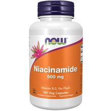 Indlæs billede til gallerivisning B3-vitamin, Niacinamide - 500 mg - 100 kapsler fra Now Foods
