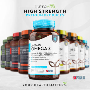 Omega-3, ren fiskeolie - 2000 mg - 240 softgel kapsler fra Nutravita