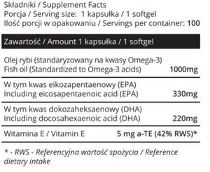 Omega-3, ren fiskeolie - 1000 mg - 300 softgel kapsler (3x100) fra Sowelo