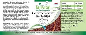 Røde ris, fermenteret - 600 mg - 120 kapsler fra Fairvital