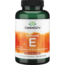 Indlæs billede til gallerivisning E-vitamin, naturligt - 1000 UI - 100 softgels fra Swanson
