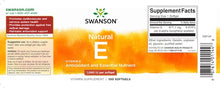 Indlæs billede til gallerivisning E-vitamin, naturligt - 1000 UI - 100 softgels fra Swanson
