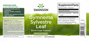 Gymnema sylvestre, full spectrum - 400 mg - 100 kapsler fra Swanson