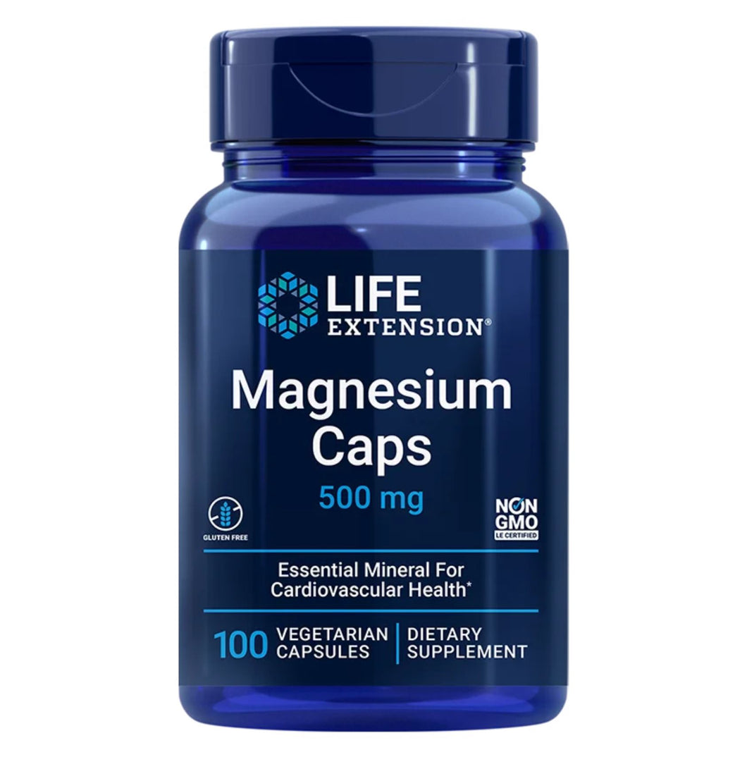 Magnesium Caps, 3 former For Magnesium - 500 mg - 100 vegetariske kapsler fra Life Extension