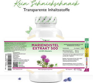 Marietidsel ekstrakt 500 mg & 400 mg silymarin - 180 kapsler