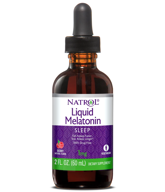 Melatonin - 1 mg - flydende med naturlig bærsmag – 60 ml med pipette fra Natrol