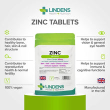 Indlæs billede til gallerivisning Zinktilskud - Zinc Citrate 50 mg - 1000 tabletter fra Lindens
