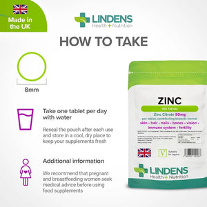 Zinktilskud - Zinc Citrate 50 mg - 1000 tabletter fra Lindens
