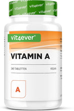 Indlæs billede til gallerivisning A Vitamin, Retinylacetat, 10.000 I.E. (3000 µg) - 240 tabletter
