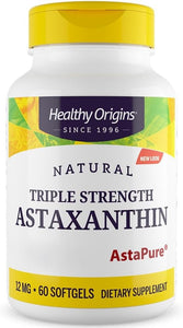 Astaxanthin, Tredobbelt styrke og Depot form - 12mg - 60 softgels fra Healthy Origins