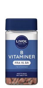 B-kompleks, B-vitaminer, veganske, 280 tabletter fra Livol