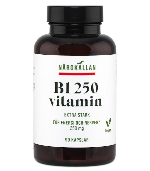 B1-vitamin (Tiamin) - 250 mg - 90 kapsler fra Närokallan