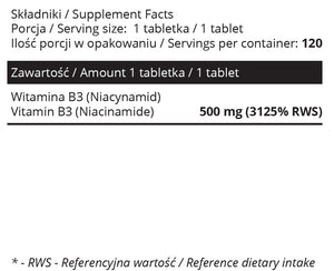 B3 Vitamin, Niacinamide 500 mg, 360 tabletter (3x120) fra Sowelo