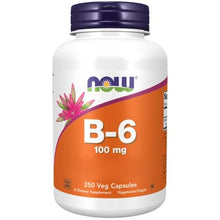 Indlæs billede til gallerivisning B6-vitamin - 100 mg - 250 VEG-kapsler fra Now Foods
