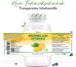 Bromelain Intenso, 750 mg (2000 F.I.P) - 120 kapsler
