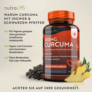 Gurkemeje, Curcuma 500, 475 mg curcumin med ingefær og peber - 120 veg kapsler