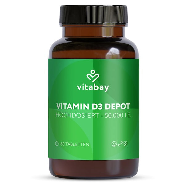 D3-vitamin, DEPOT - 50.000 IE - 60 tabletter fra Vitabay