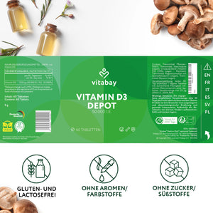 D3-vitamin, DEPOT - 50.000 IE - 60 tabletter fra Vitabay