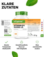 Indlæs billede til gallerivisning D3 Vitamin Depot, 10000 IU (250 mcg) - 365 tabletter
