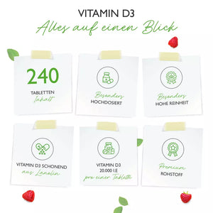 D3 vitamin Depot, 20.000 IE - 240 tabletter fra Vit4ever