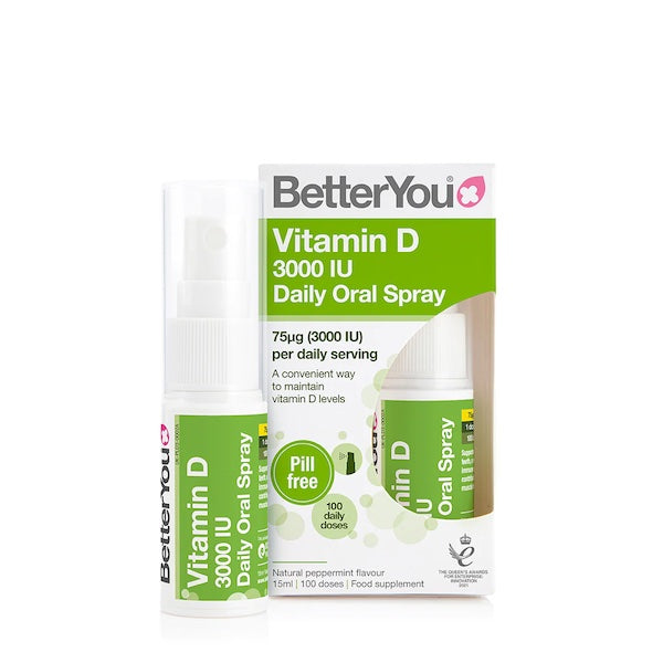 D3 vitamin, 75 mcg (3000 IU), 15 ml mundspray fra BetterYou