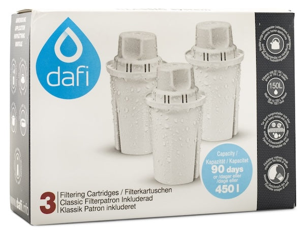 Dafi vandfilterpatroner til vandfiltreringskande, 3-pack
