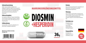Diosmin 450 mg med 50 mg Hesperidin - 60 veganske kapsler - overlegen optagelse