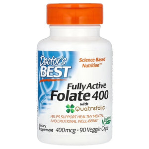Folate B9, Fully Active Folate with Quatrefolic, 400 mcg højtoptageligt, 90 kapsler
