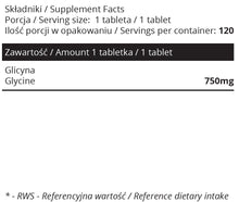 Indlæs billede til gallerivisning Glycin, 750 mg, 120 tabletter fra Sowelo
