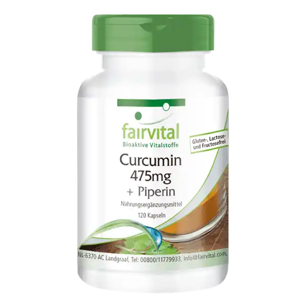 Gurkemeje - Curcumin 475 mg - med piperin, 120 kapsler
