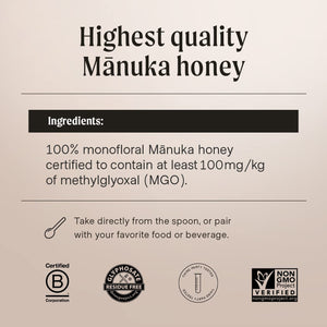 Honning, Raw Manuka MGO 100+ Honey, 250 g fra Manukora