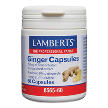 Indlæs billede til gallerivisning Ingefær (Ginger), superstyrke - 120 mg af 120:1 ekstrakt - 60 kapsler fra Lamberts
