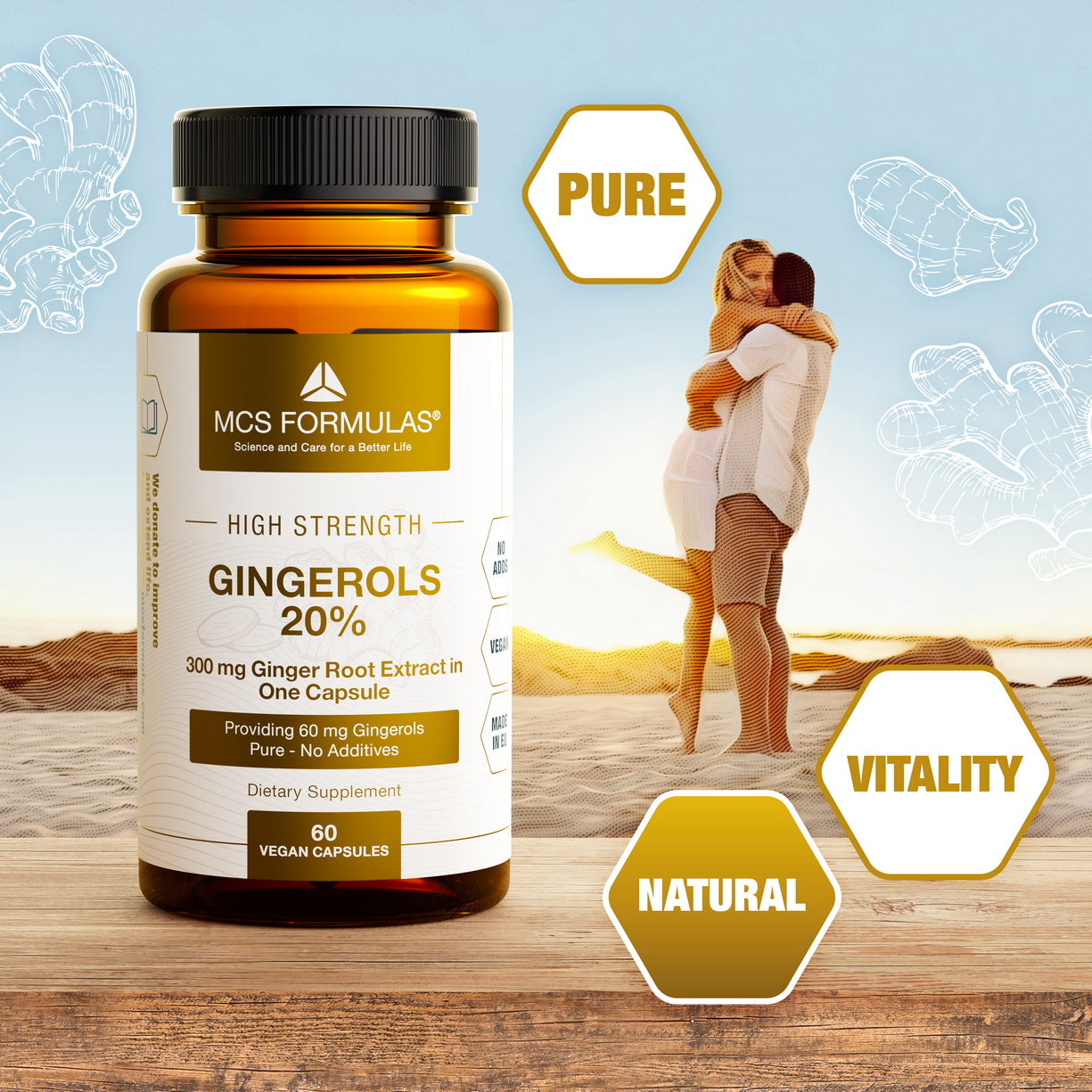 Ingefærrod - 300 mg (20% gingeroler) - 60 kapsler - MCS Formulas – MT ...