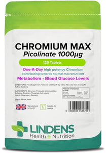 Krom, Chrom Max Picolinat, 1000 µg, 120 veganske tabletter fra Lindens