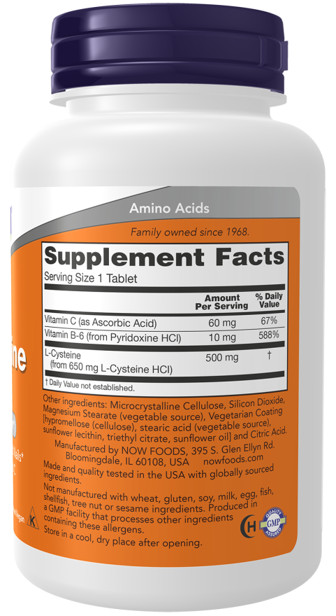 L-Cystein - 500 mg - 100 tabletter - Now Foods – MT Health GmbH