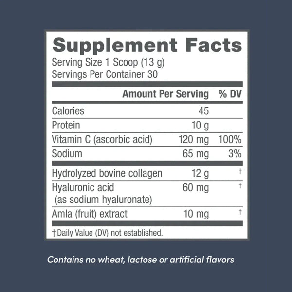 Kollagenpeptider med C-vitamin og Hyaluronsyre