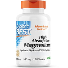 Indlæs billede til gallerivisning Magnesium lysinatglycinat, 100% chelateret og højtoptageligt, 100 mg, 120 tabletter
