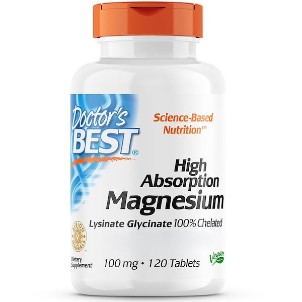 Magnesium lysinat glycinat, 100% chelateret og højtoptageligt - 100 mg - 120 tabletter fra Doctor's Best