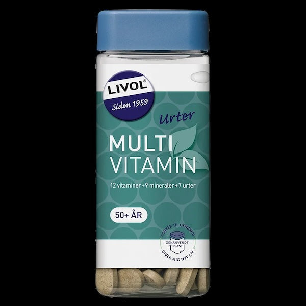 Multivitamin 50+ Urter til voksne - 150 tabletter - fra Livol