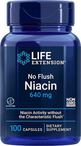 B3 Vitamin, Niacin No-Flush, 640 mg, 100 kapsler