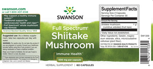 Shiitake, fuldspektrum svampeekstrakt - 500 mg - 60 kapsler fra Swanson