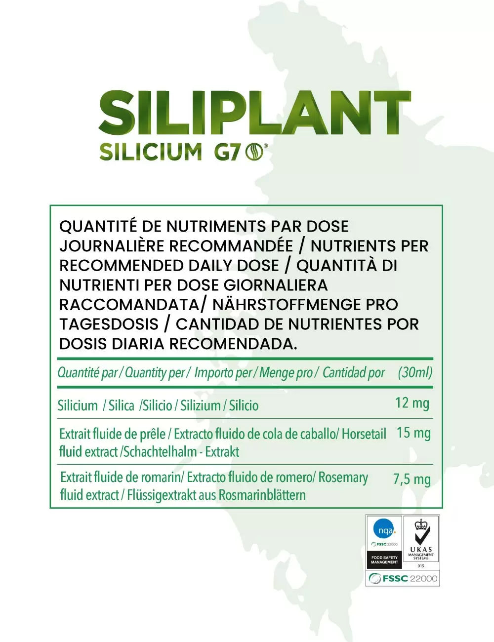 G7 Siliplant Formule améliorée. Complément de Silicium Liquide pour G7 Siliplant Formule améliorée. Complément de Silicium Liquide pour