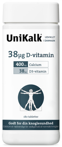 Unikalk Mega, 38 µg D3 og 400 mg kalk, 180 tabletter