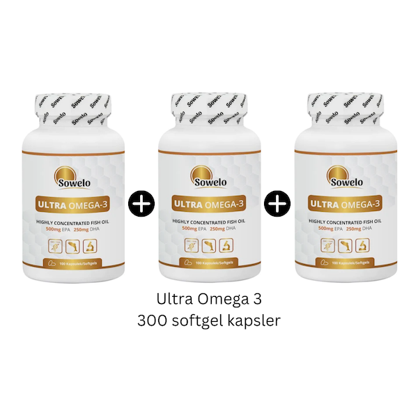 Omega-3 - Ultra Omega-3 -  500 EPA/250 DHA - 300 softgel kapsler (3x100)