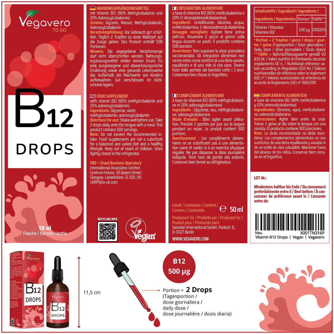 B12-vitamin (Methylcobalamin, aktiveret) produktbillede