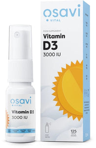D3 vitamin, 75 mcg (3000 IU), 12,5 ml mundspray fra Osavi