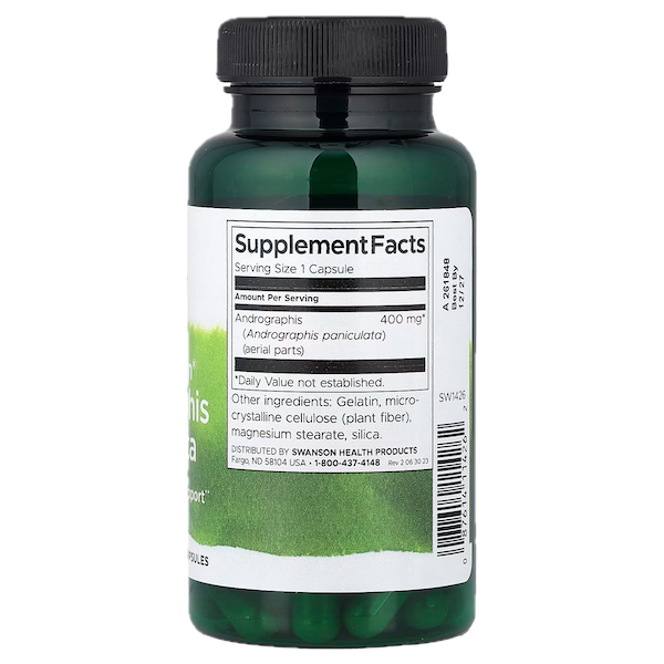 Andrographys Andrographis paniculata - 400 mg - 60 kapsler - Swanson – MT Health GmbH