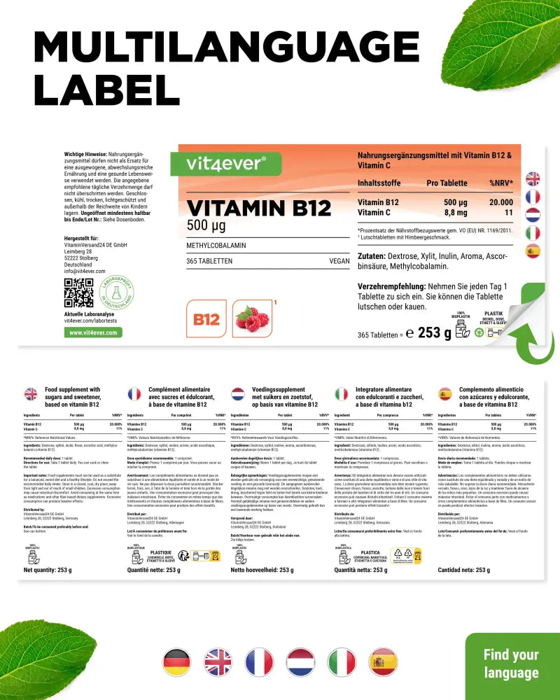 B12-vitamin (Methylcobalamin, aktiveret) produktbillede